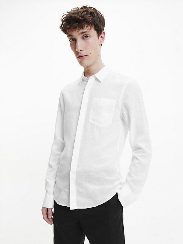 Calvin Klein USA Linen Cotton Mens Shirt White 7245806-ZN